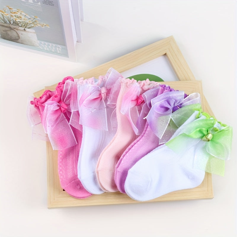 Girls Colorful Bow Short Crew Socks for Kids