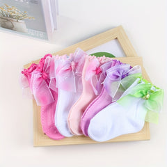 Girls Colorful Bow Short Crew Socks for Kids