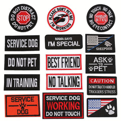 J CARP 15pcs Service Dog Patches Embroidered Fastener Hook And Loop Patch