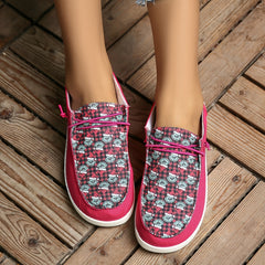 Funny Christmas Print Canvas Slip-On Shoes