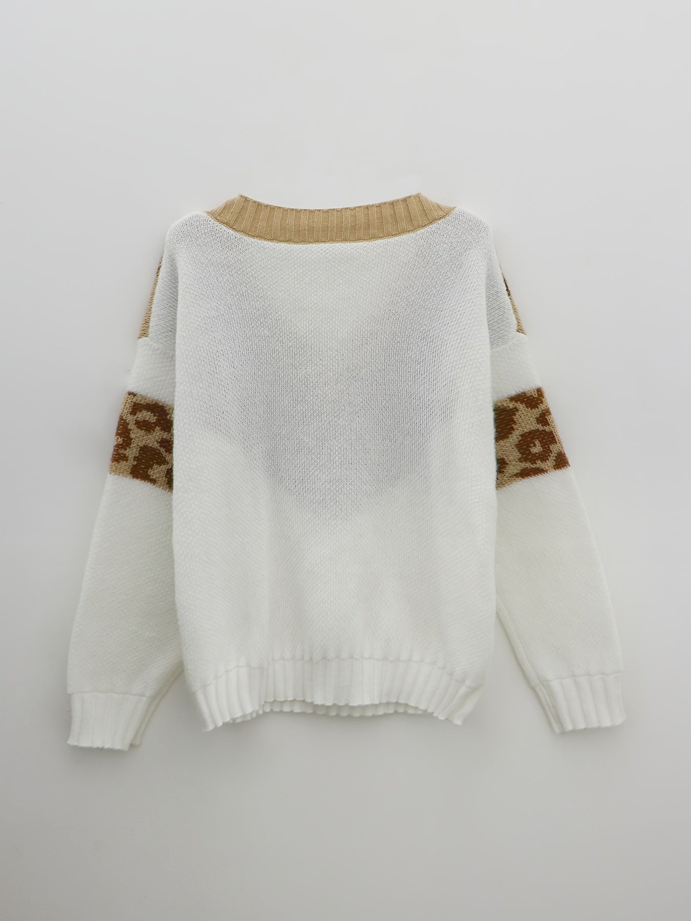 Leopard Print V Neck Sweater