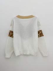Leopard Print V Neck Sweater