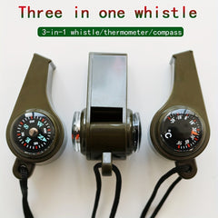 3-in-1 Emergency Whistle Compass Thermometer High Decibel Keychain Whistle