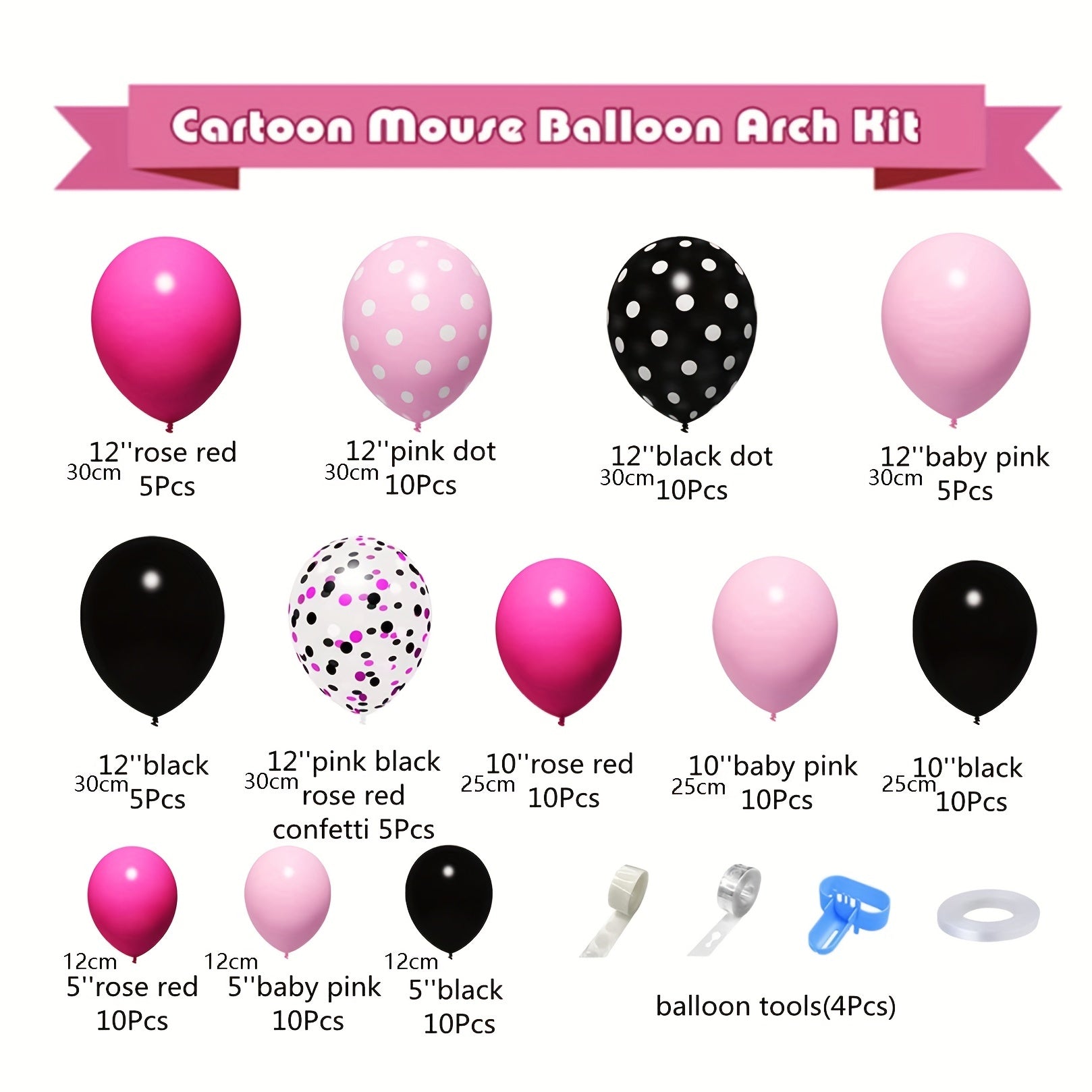 Pink Mouse Balloon Garland Arch Kit Birthday Party Supplies