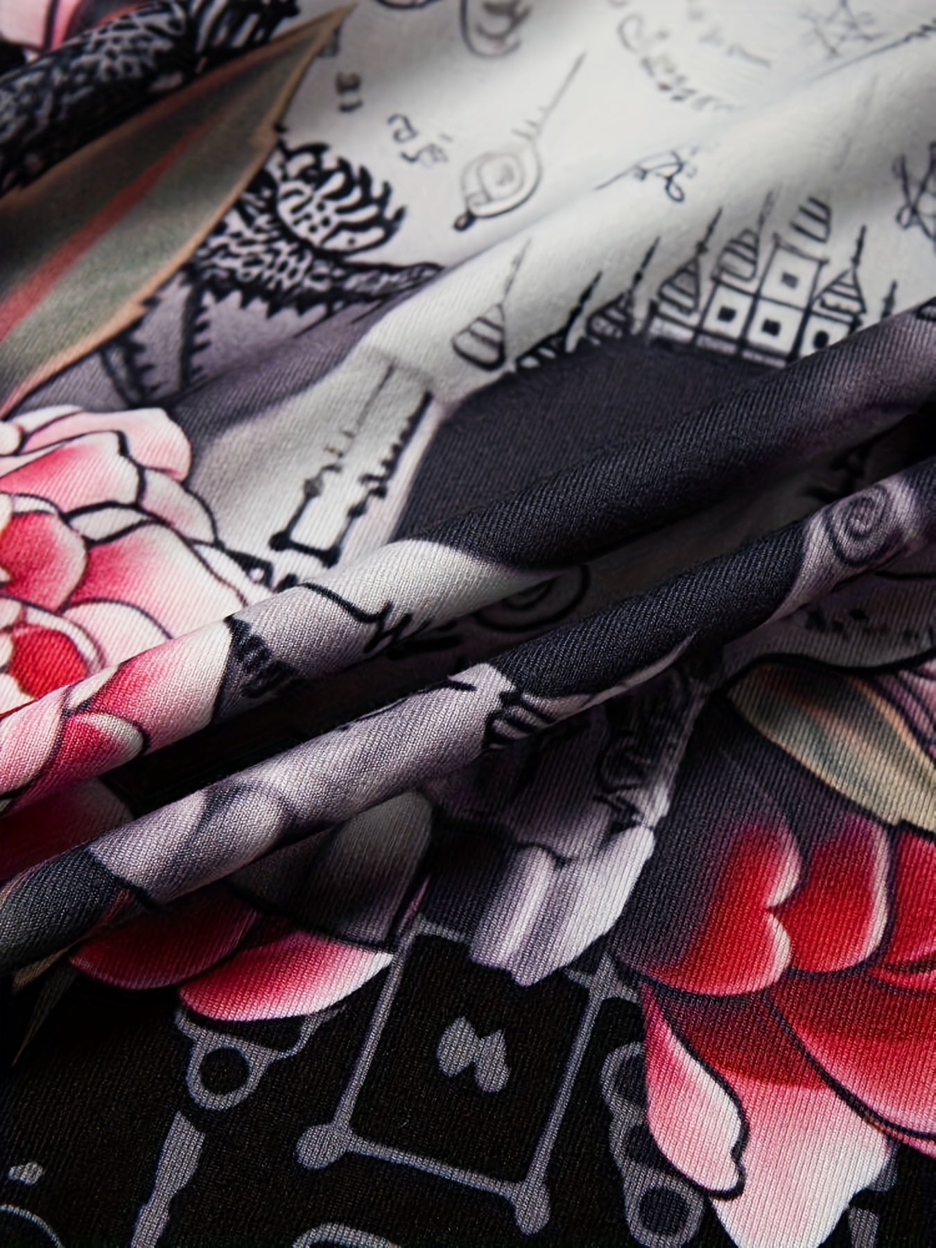 Flower & Skull Print Tank Top Sleeveless Summer Top
