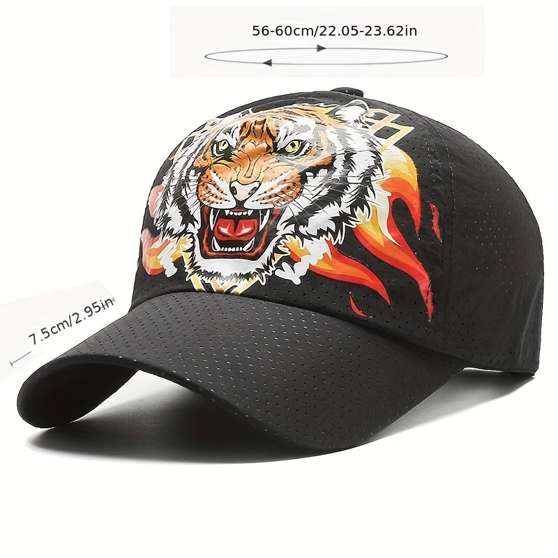 Tiger Head Print Sun Protection Cap Quick Drying Breathable Hat