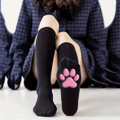 Cat Claw Print Thigh High Socks Halloween Cosplay Over The Knee Stockings