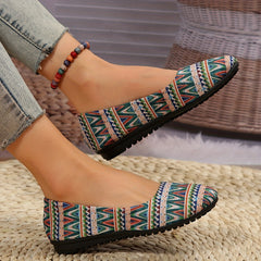 Women's Geometric Pattern Flat Shoes Slip On Closed Toe Comfortable Lightweight