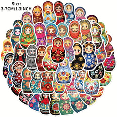 50pcs Matryoshka Doll Series Stickers Waterproof DIY Journal St