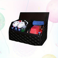 1pc Car Trunk Storage Box PU Leather Organizer Dustproof Lid Supplies