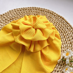 Yellow Baby Spring Summer Thin Headband Soft Big Flower Baby Hat