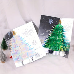 3D Christmas Greeting Card Glitter Luminous Dreamy Christmas Tree Blessing Gift
