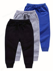 3pcs Boys Active Sweatpants Breathable Jogger Sports Pants