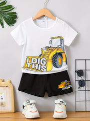 Boys Tie Dye Casual Outfit Round Neck T shirt & Shorts Kids Summer Clothes Sets