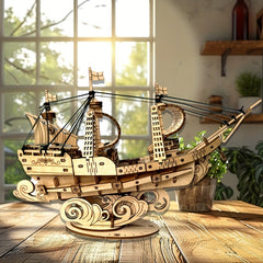 2pcs Wooden Marine Sail 3D Puzzle Model DIY Building Toy Concentration Easy Asse
