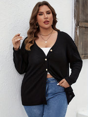 Long Sleeve Button Front Waffle Knit Tee