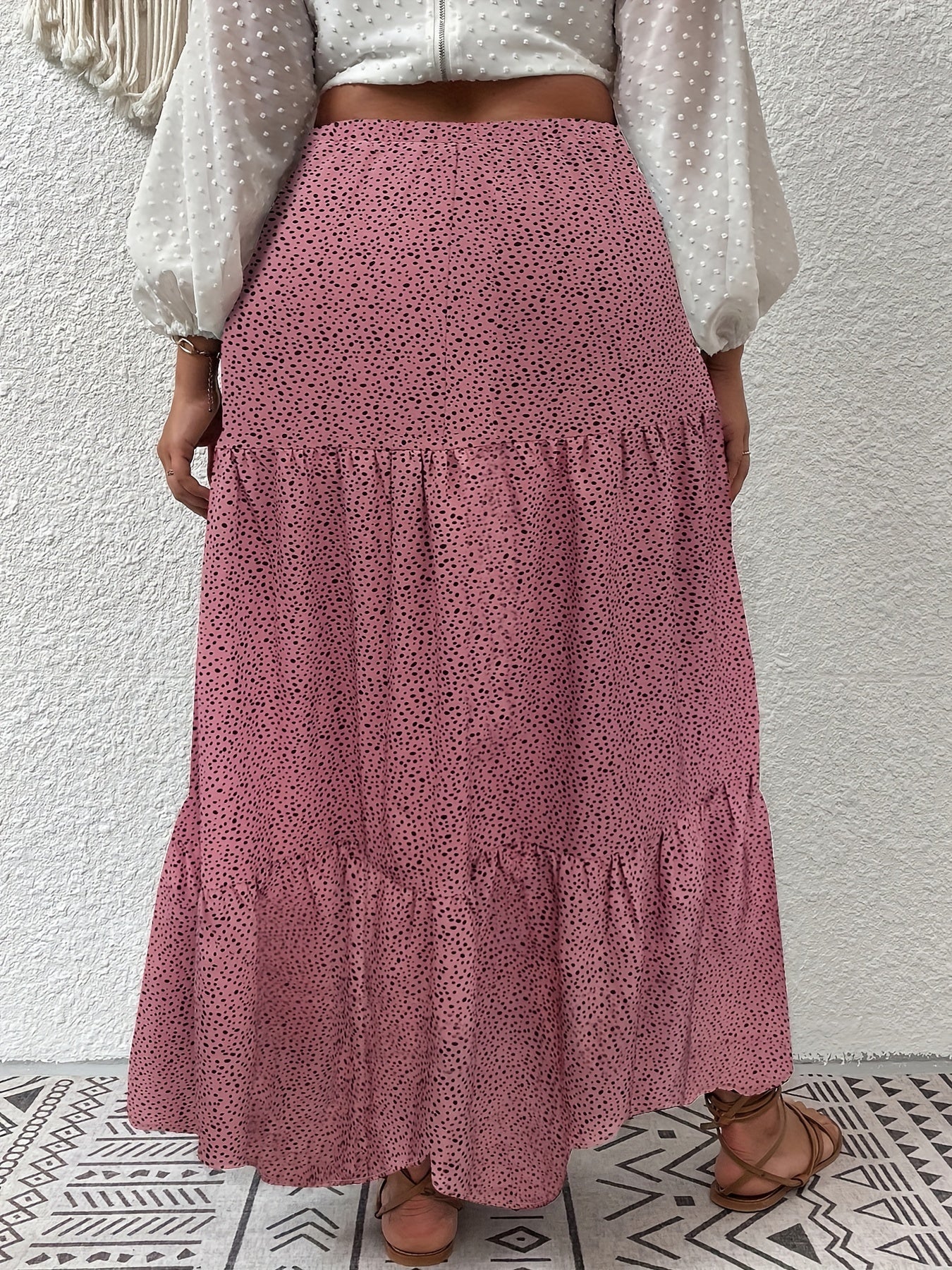 Boho Skirt Women's Plus Paisley Print High Rise A line Maxi Skirt