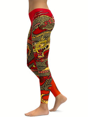 Dragon Print Yoga Leggings High Waist Fitness Pants