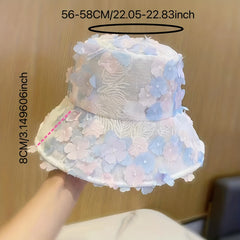 Flower Butterfly Decor Bucket Hat Lace Sun Hat Foldable Travel Beach Hats