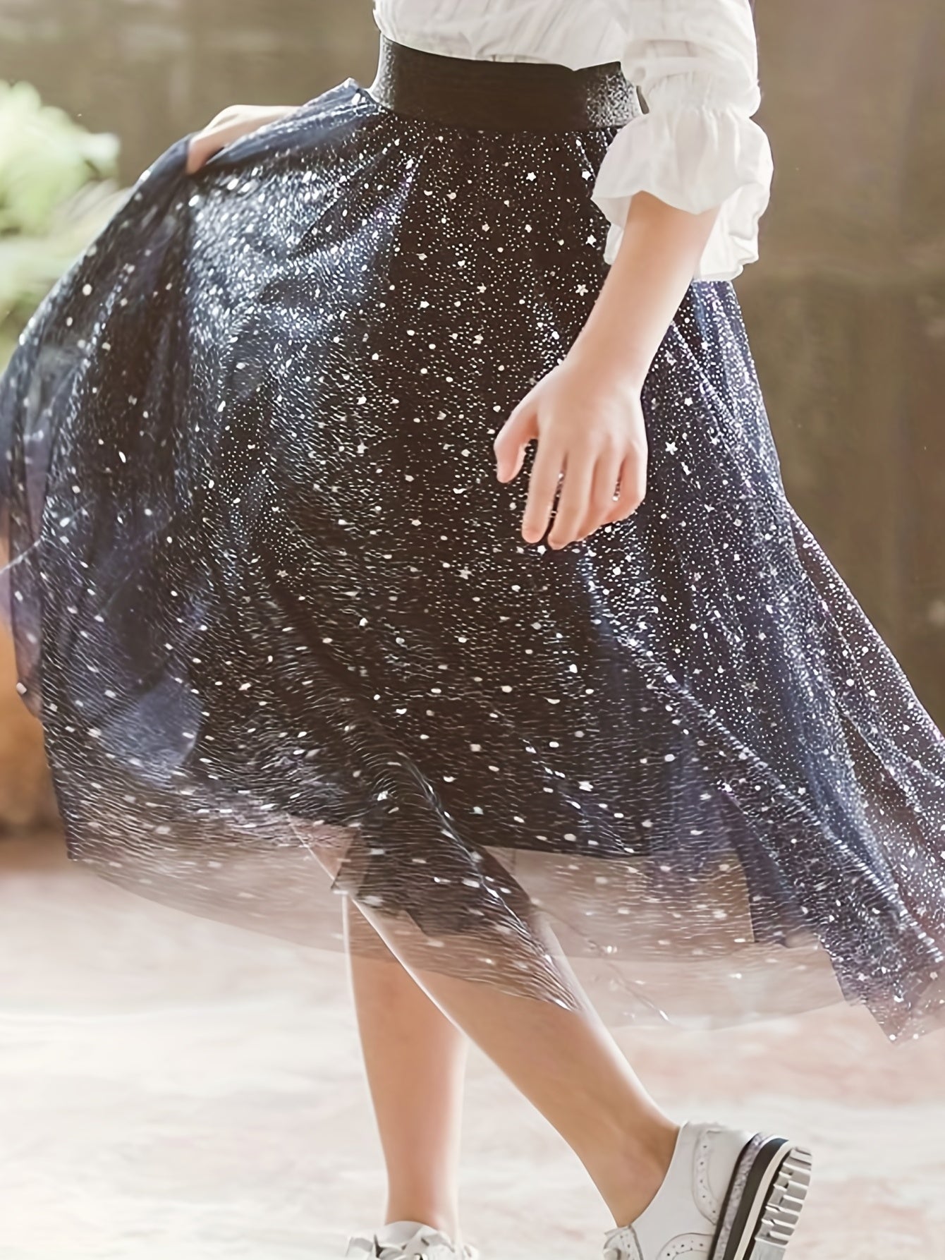 Sequins High Waist Fairy Skirt Tulle Skirt For Casual Outfit