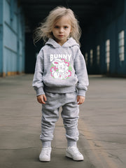 OERYUI Kids Bunny Print Activewear Set - Hoodie & Pants