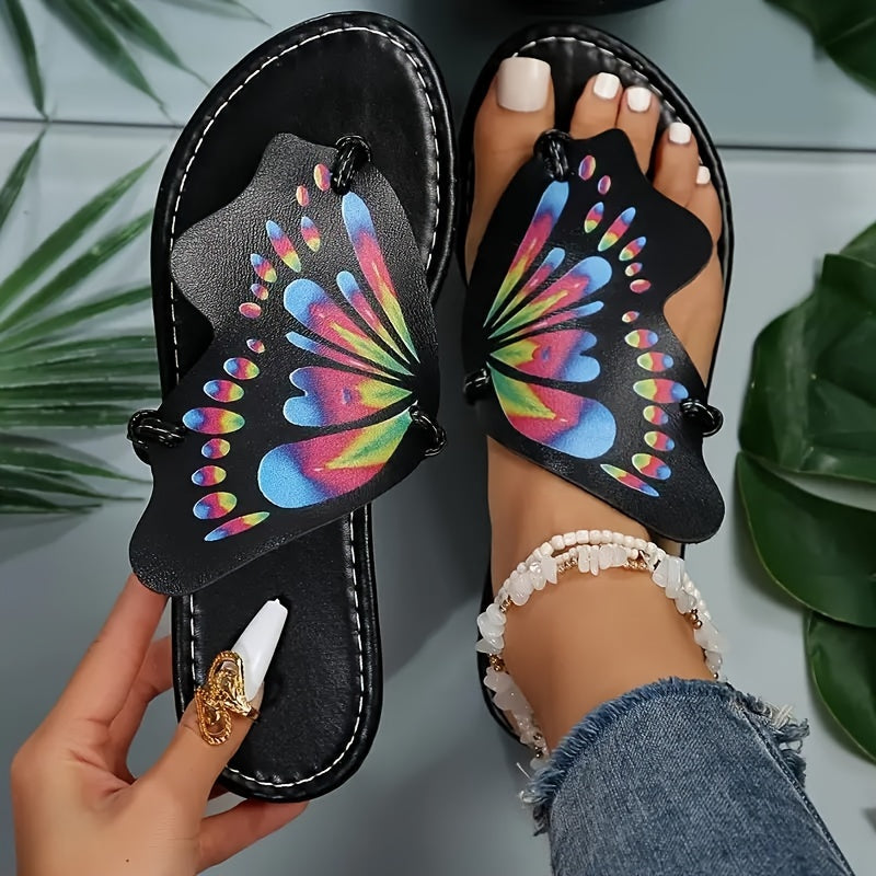Colorful Butterfly Flat Sports Sandals Non Slip Slides Sandals