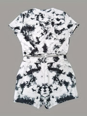 Bear Print 2pc Set Short Sleeve Tee & Shorts Outfit