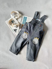 Baby Boys Suspender Pants Dinosaur Palm Print Pocket Overalls
