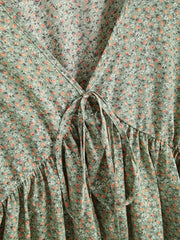 Boho Blouse Women's V Neck Knot Peplum Top