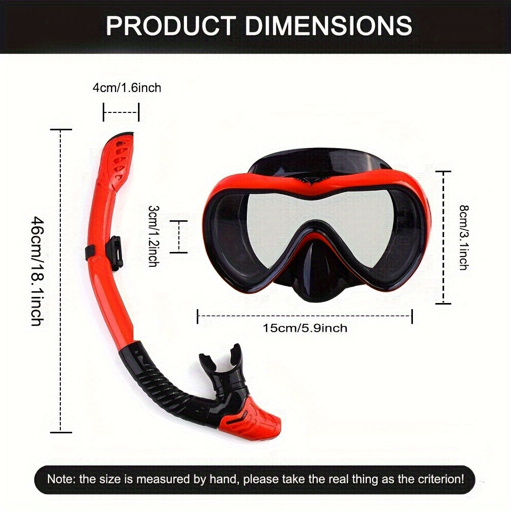 Dry Breathing Tube & Diving Goggles Set - High Definition Glass Lenses