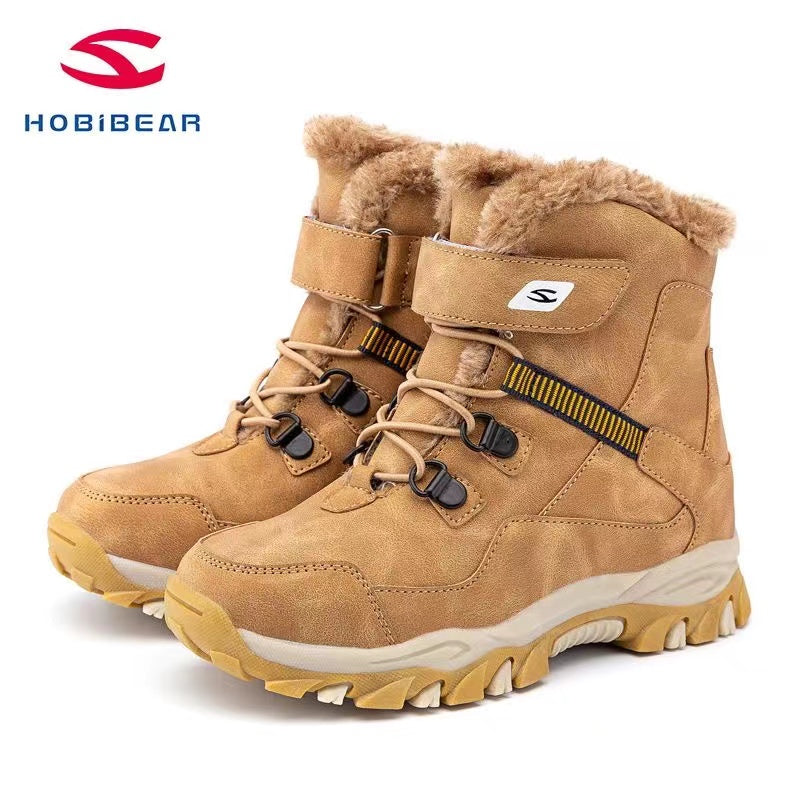 Men's Snow Boots Warm Fleece Ankle Boots Plush Cozy Outdoor Hiking Shoes