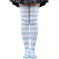 Striped Knee High Socks for School Uniform with Short Skirt Stockings