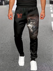 Men's Wolf Graphic Sweatpants Casual Joggers Outdoor