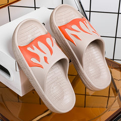 Unisex Flame Pattern Cloud Slides Pillow Slippers Lightweight Non Slip Shoes