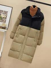 Long Puffer Jacket Women Winter Outdoor Warm Over-The-Knee Coat
