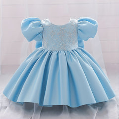 Fabulous Gown Dress With Big Bow - Girls Birthday Party Dress