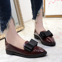Women's Bow Accent Loafers Pointed Toe Flat Shoes