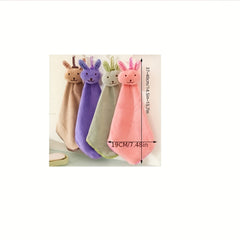 Cute Rabbit Hanging Fingertip Towel Coral Velvet Absorbent Soft Towel