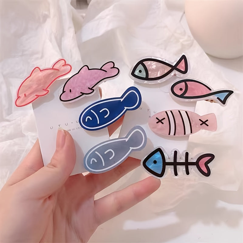 2pcs Acrylic Fish Shape Hair Clips Sweet Hair Accessories