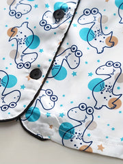 Boys Dino Print Pajamas Set Short Sleeves Bottoms Cozy Casual Homewear
