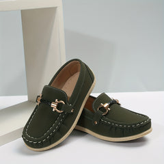 Boy's PU Leather Loafers Casual Slip On Shoes Flat Outdoor Footwear