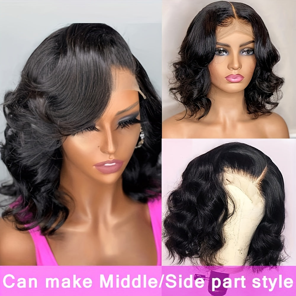 Short Body Wavy Human Hair Wig 150% Density 13x4 HD Lace Front Bob Wig