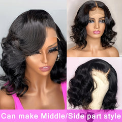 Short Body Wavy Human Hair Wig 150% Density 13x4 HD Lace Front Bob Wig