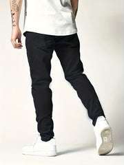 Men's Slim Fit Ripped Jeans - Distressed Denim Pants for Spring