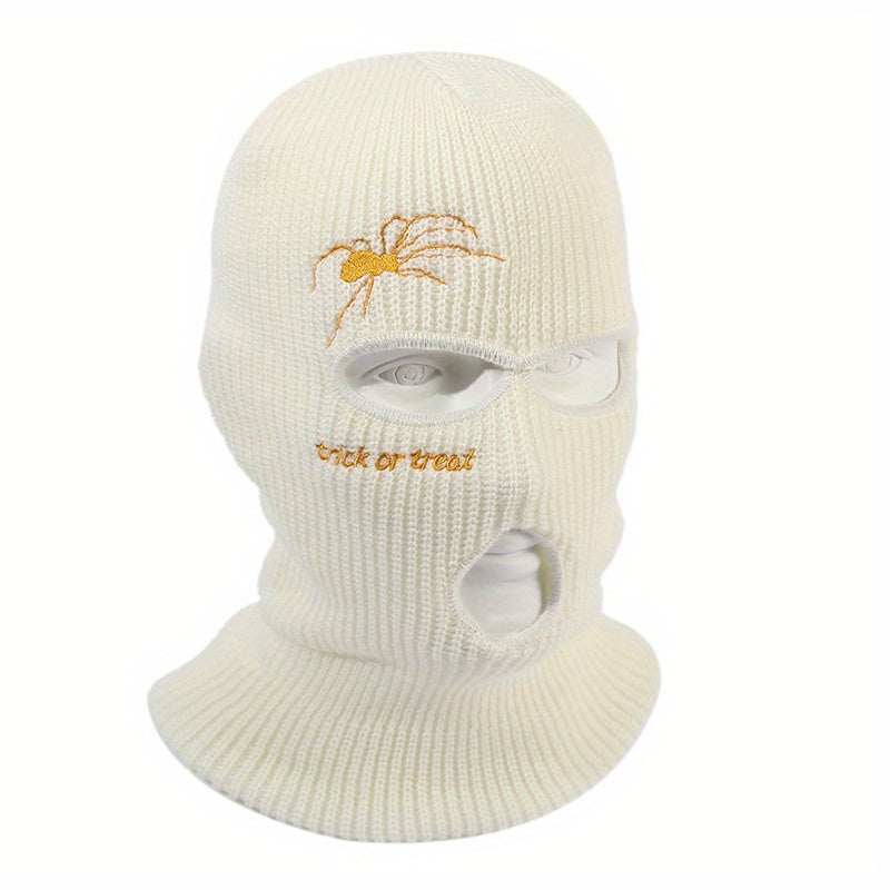 Spider Embroidery Balaclava Hat Ski Knitted Hat
