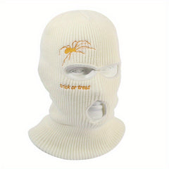 Spider Embroidery Balaclava Hat Ski Knitted Hat
