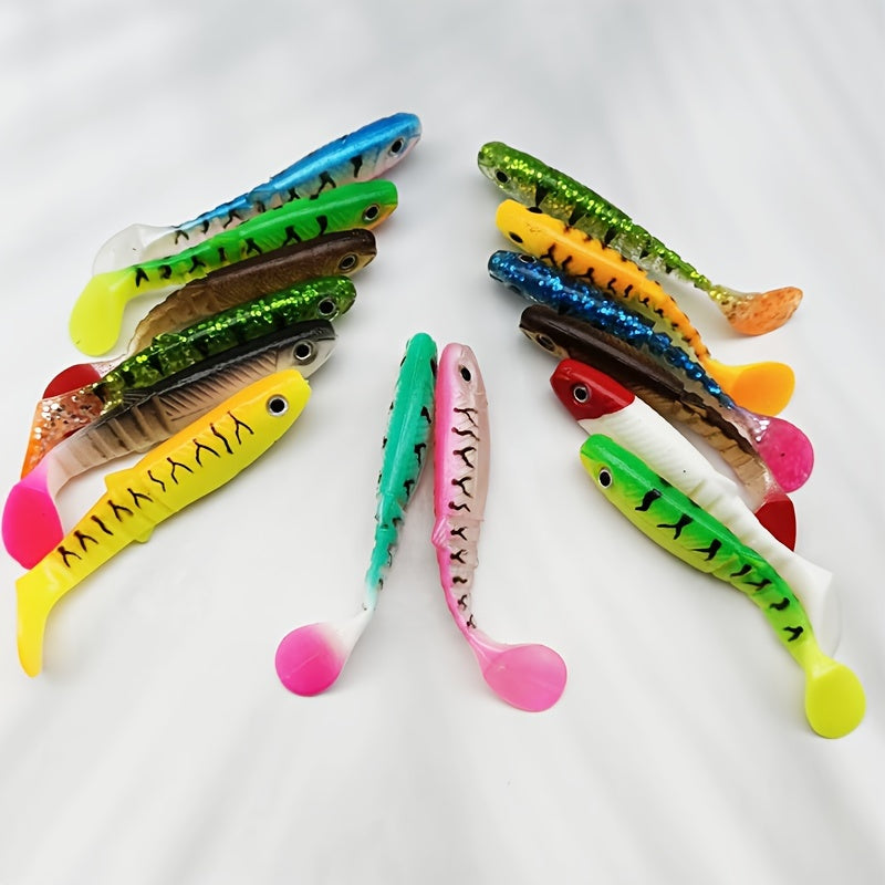 3pcs Soft Bait T Tail 3D Eyes Earthworm Soft Lure Artificial Silicone Bait