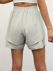 Layered Drawstring Shorts Elastic Waist Women's Clothing