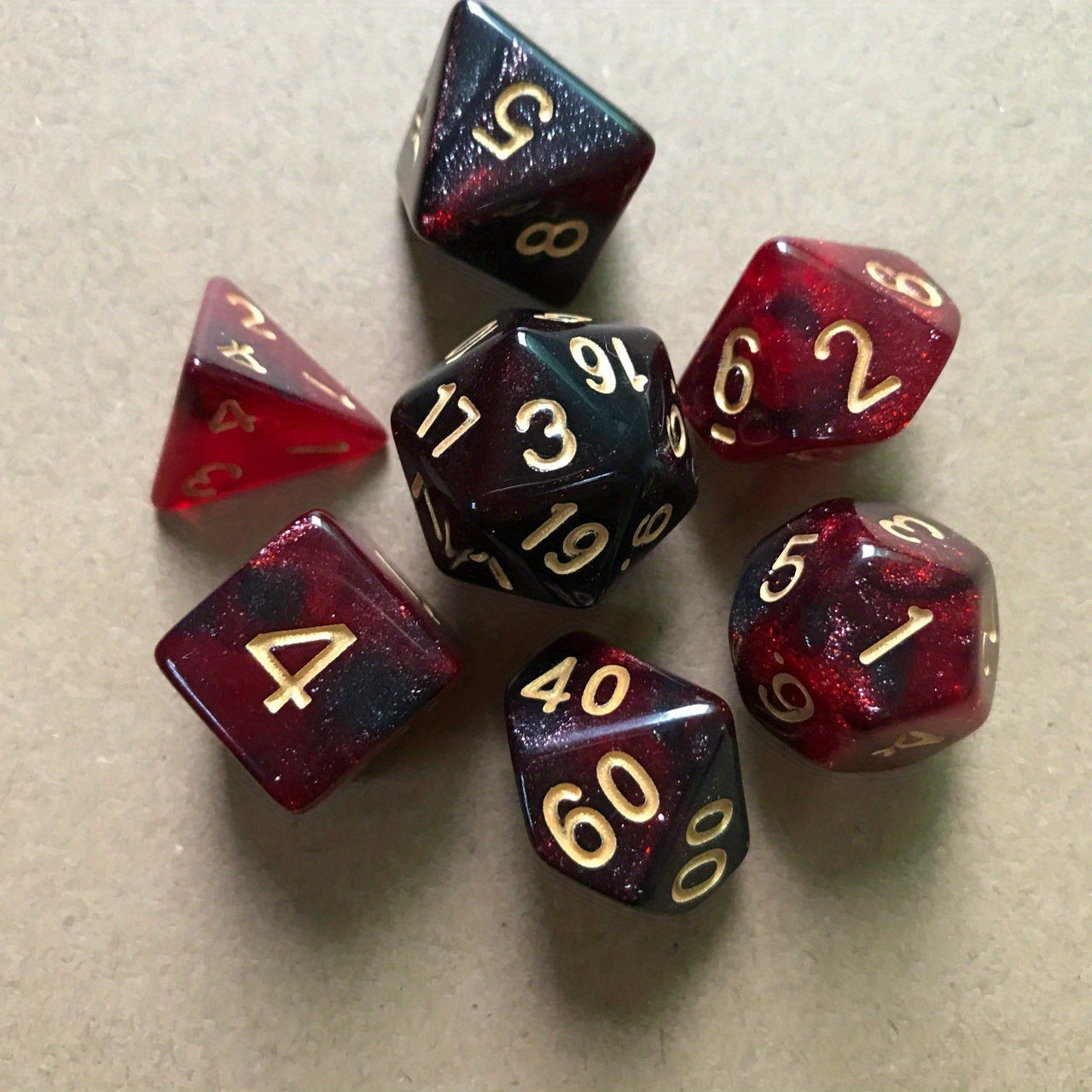 7pcs Starry Sky Two Faced Dice Set Number Game Tones