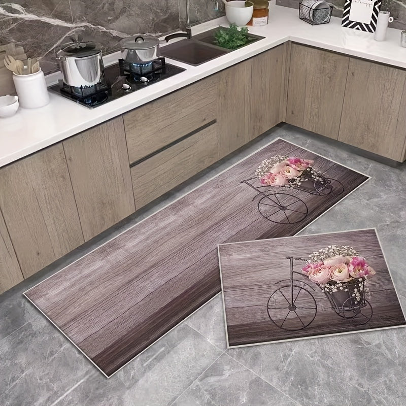2pcs Anti Fatigue Kitchen Rug Set Non Slip Waterproof Machine Washable Carpet